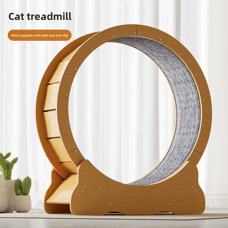 Silent Cat Exercise Wheel-Sturdy Wooden Indoor Play&Fitness Toy for Cats,Noise-Reducing Design,Perfect for Small To Large Breeds