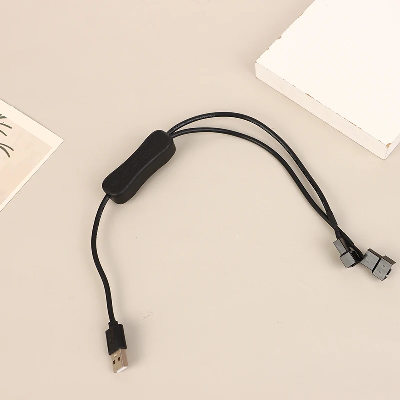1Pc 1 سے 2 4 پن USB کیبل 12V سے 5V کمپیوٹر کیس فین پاور سپلائی فین پاور سوئچ اڈاپٹر کیبل آن آف سوئچ کے ساتھ
