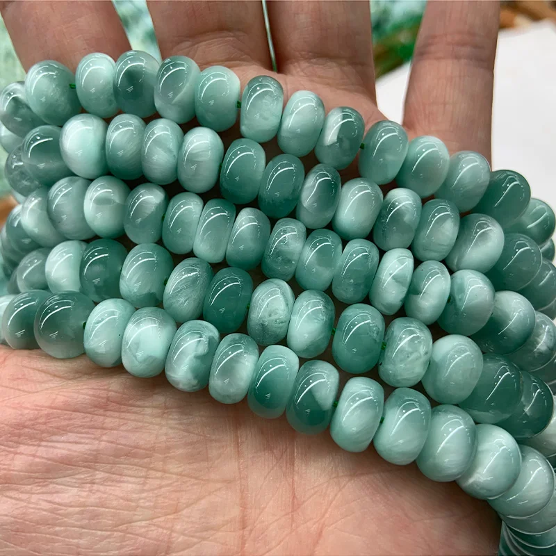 Natural Peacock Angelite Stone Beads 15\'\' Rondelle DIY Spacer Loose Beads For Jewelry Making Women Beads Bracelet Necklace Gift