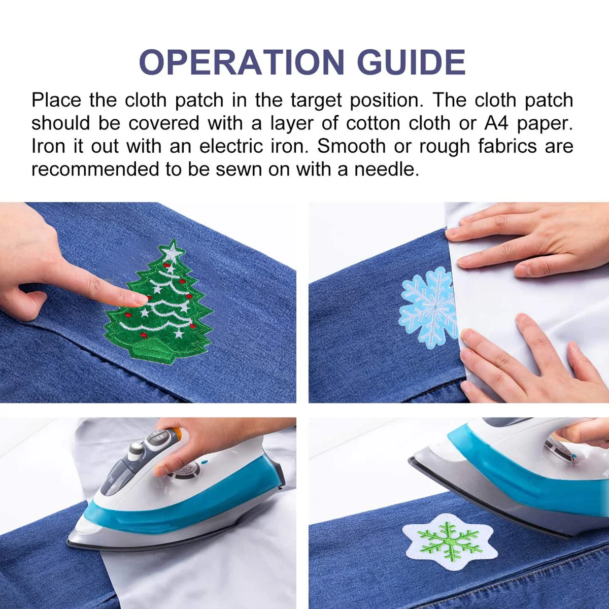 

40 шт. рождественские нашивки, смешанные железные нашивки с вышитым снежинком и деревом для украшения одежды, нашивки для одежды «сделай сам»