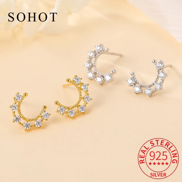 

Серьги-гвоздики женские из серебра 925 пробы с фианитами