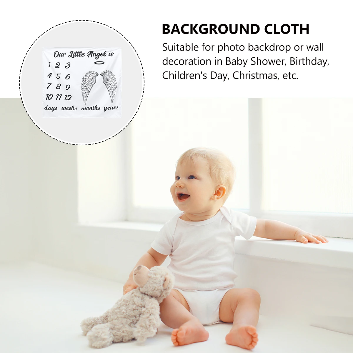 

Creative Angel Wings Baby Photography Backdrop Cloth Blanket Premium Durable Wrinkle-Free Vibrant Newborn Toddler Birthday Props