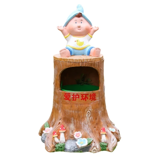 Outdoor cartoon animal trash can fiberglass sculpture outdoor garden decoration attractions park kindergarten decoration