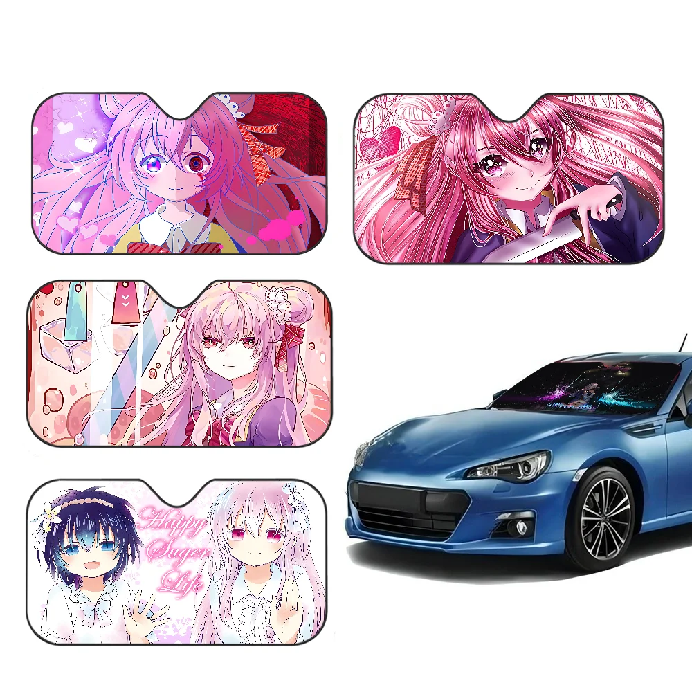 

Anime Happy Sugar Life Windshield Sunshade Car Window Windscreen Cover Sun Shade Auto Sun Visor Car-covers Car Solar Protection