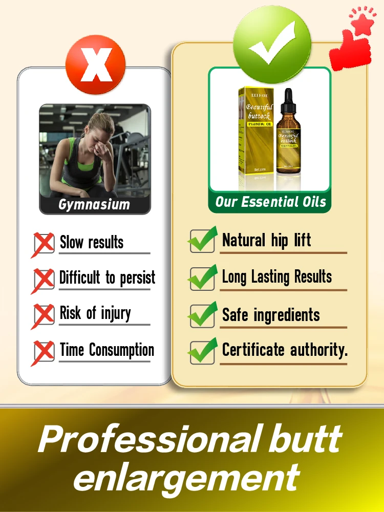 Olejek do pośladków Powiększ pośladki, sprawiając, że są pełniejsze, zaokrąglone, bardziej prosty kształt