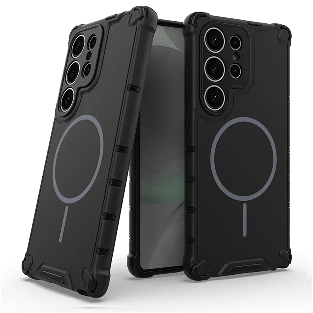 Anti-slip Bumper Armor Magnetische Telefoon Case Voor Samsung S24 S25 S26 Plus S23 Ultra A56 A55 A54 A35 a34 A25 A15 Voor Magsafe Cover
