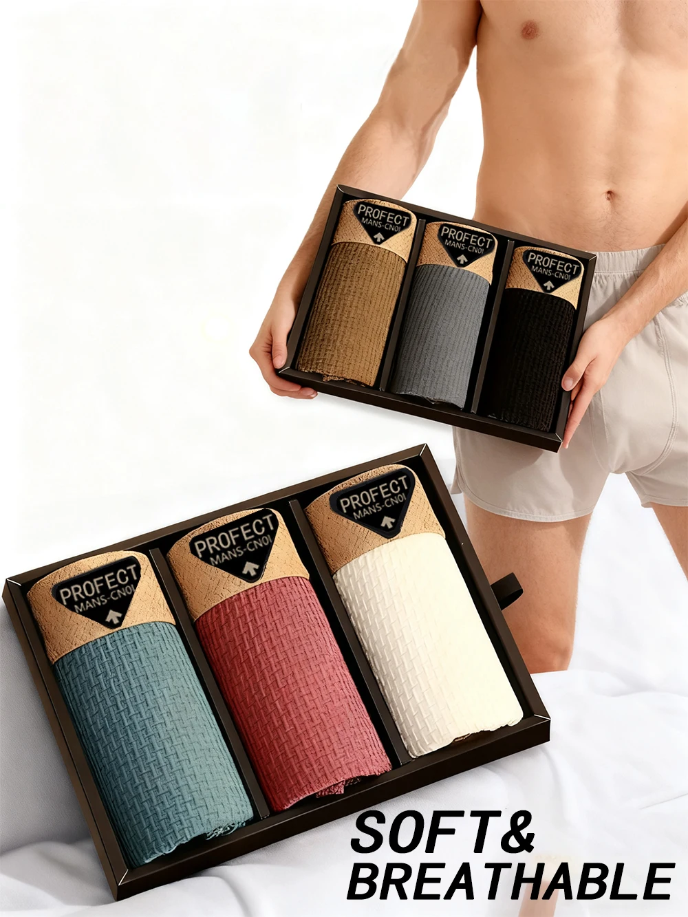 1pcs of Men's Ice Silk Underwear Enlarged Size Breathable Sexy Slim Fit Sexy Loose Wholesale Antibacterial Quick Drying L-4XL