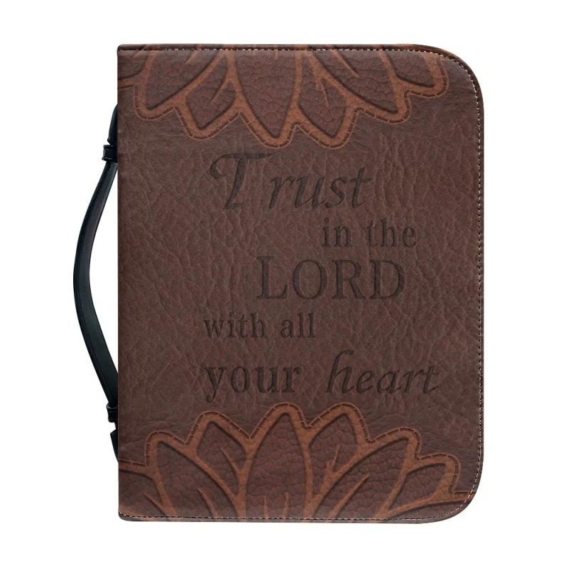 Trust in the LORD with al1 Your heart Pattern Print Church Bible Cover Case PU Handbags Study Book Holy Storage Boxes For Women