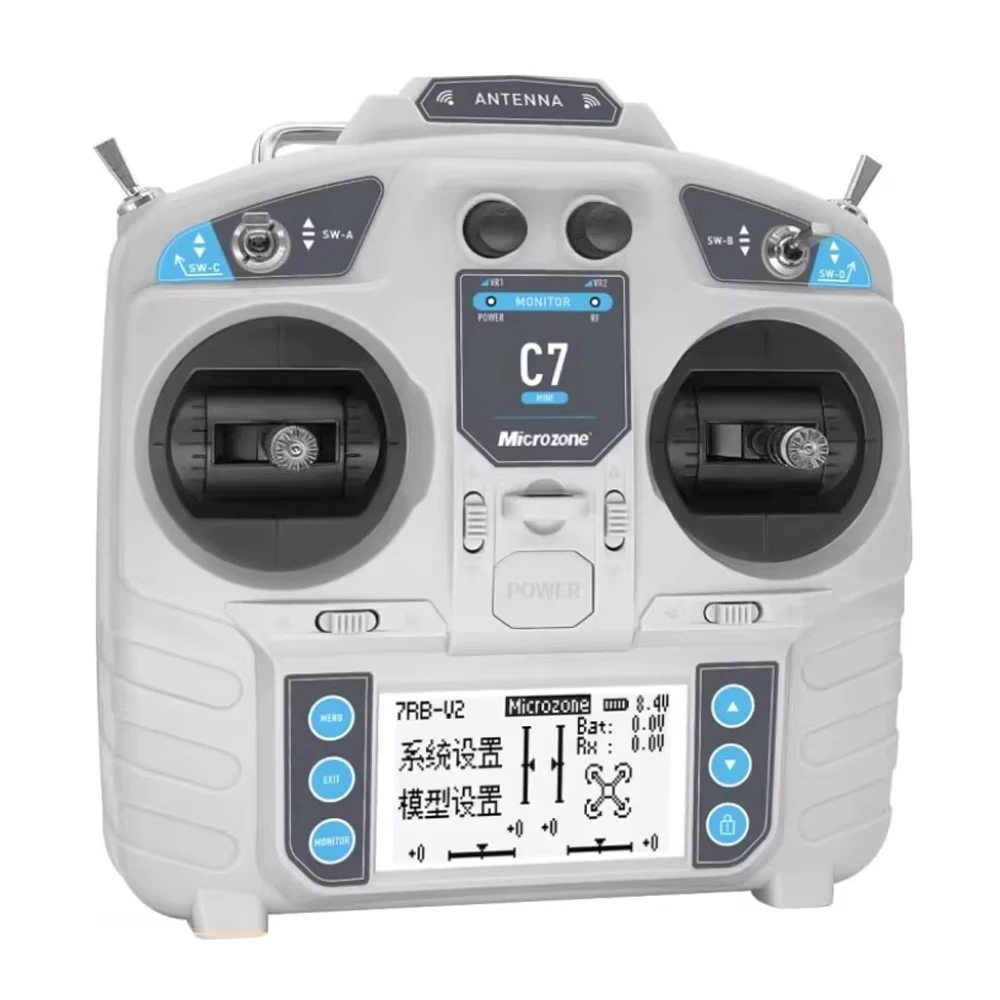 MicroZone MC7 C7 MINI transmetteur Radio 2.4GHz 8CH avec récepteur MC8RE-V2 pour avion RC FPV Racer Drone hélicoptères Multirotor