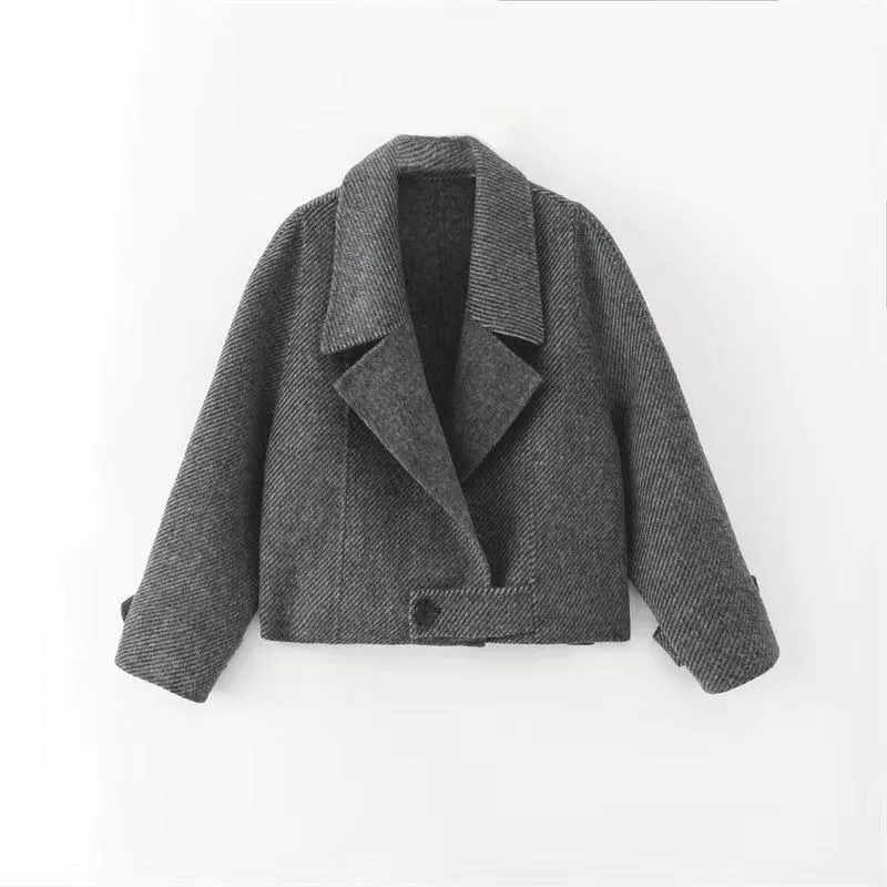 2024 autumn overwear wool parkas long-sleeved Korean version loose outwear fashion short suit Tailored Coat collar women jacket