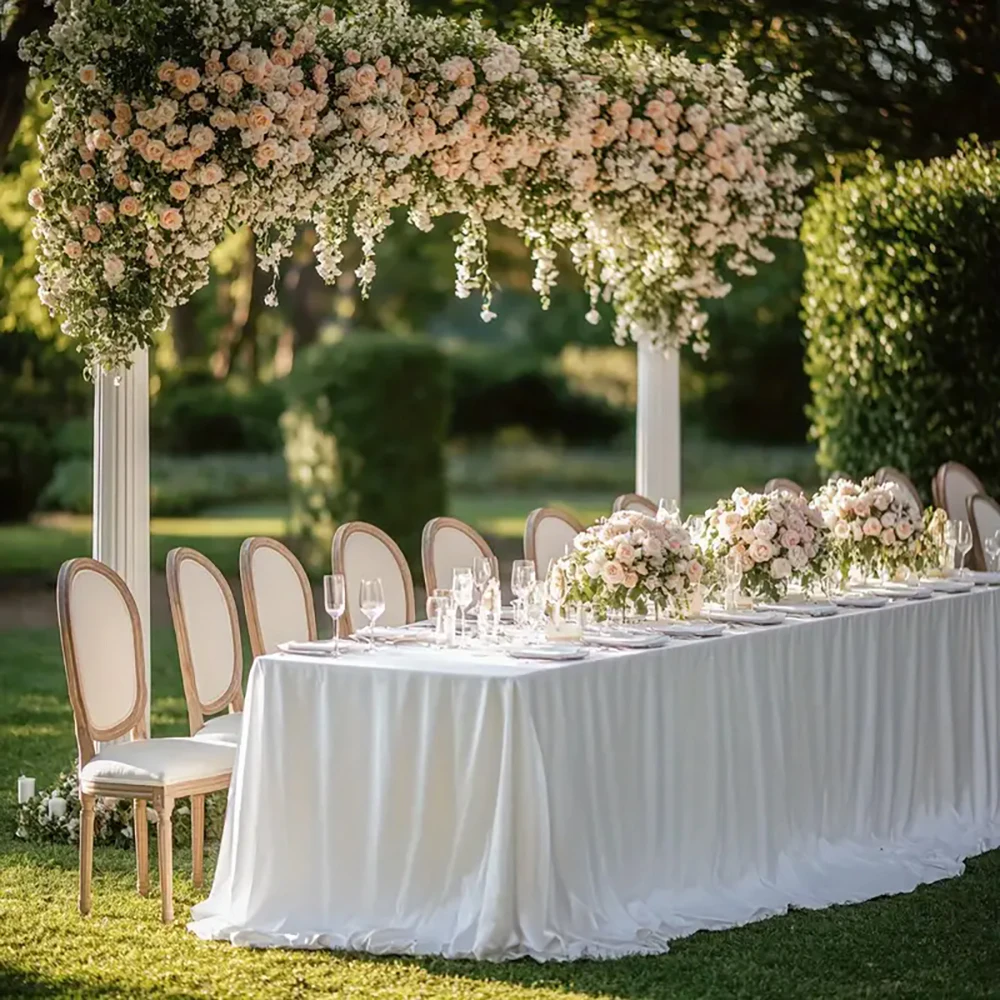 Knitterfreier Tischläufer aus Seidigem Polyester als Hintergrundtuch für Hochzeit, Babyparty, Geburtstag und Tischdekoration – Detail 10