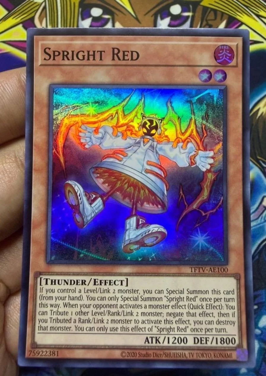 Yugioh KONAMI Duel Monsters TFTV-AE100 Spright Red Super Rare Asian English Collection Mint Card