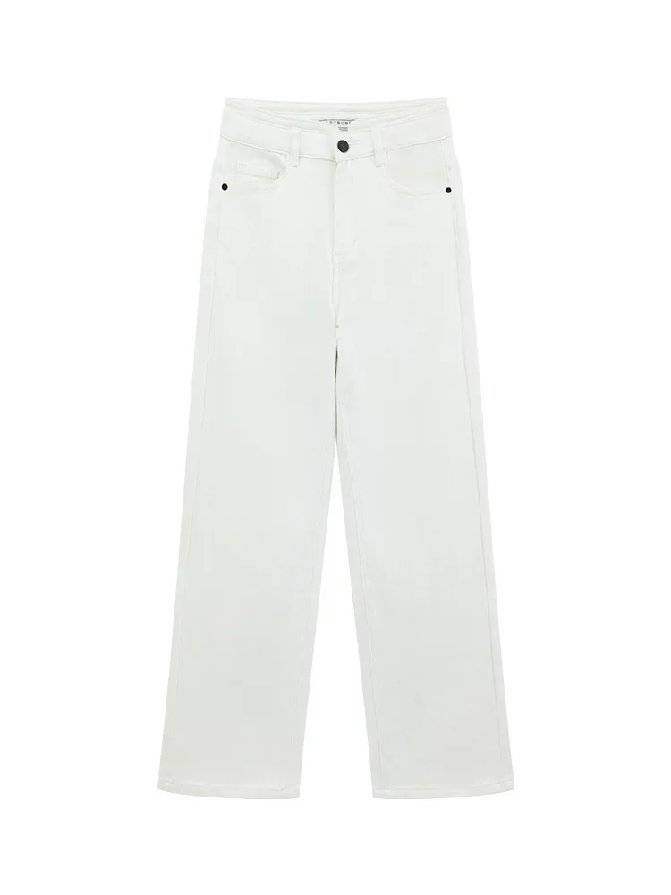 Slim Fit White Straight-Leg Jeans Women High Waist Commuter Pants Soft Brushed Fabric Spring Casual Trousers Flattering Fit - Image 6