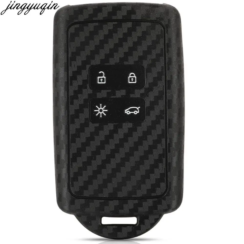 

Jingyuqin 15pcs Remote Car Key Case Carbon Silicone Cover For Renault Espace 5 Megane 4 Talisman 2016 Kadjar 2015 4 Buttons