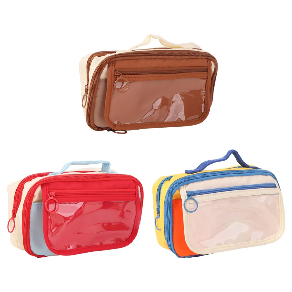 

Fashion Large Capacity Canvas Pencil Case Zipper Multi Layers Stationery Storage Bag Portable Holder Pencil Bag Student