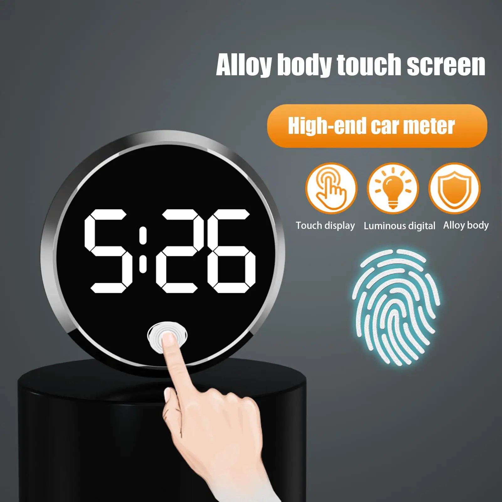 LED Clock Touch-Control Car Dashboard Watch with LED Display Light for Fridge RV Classroom Travel Vehicle Automotive