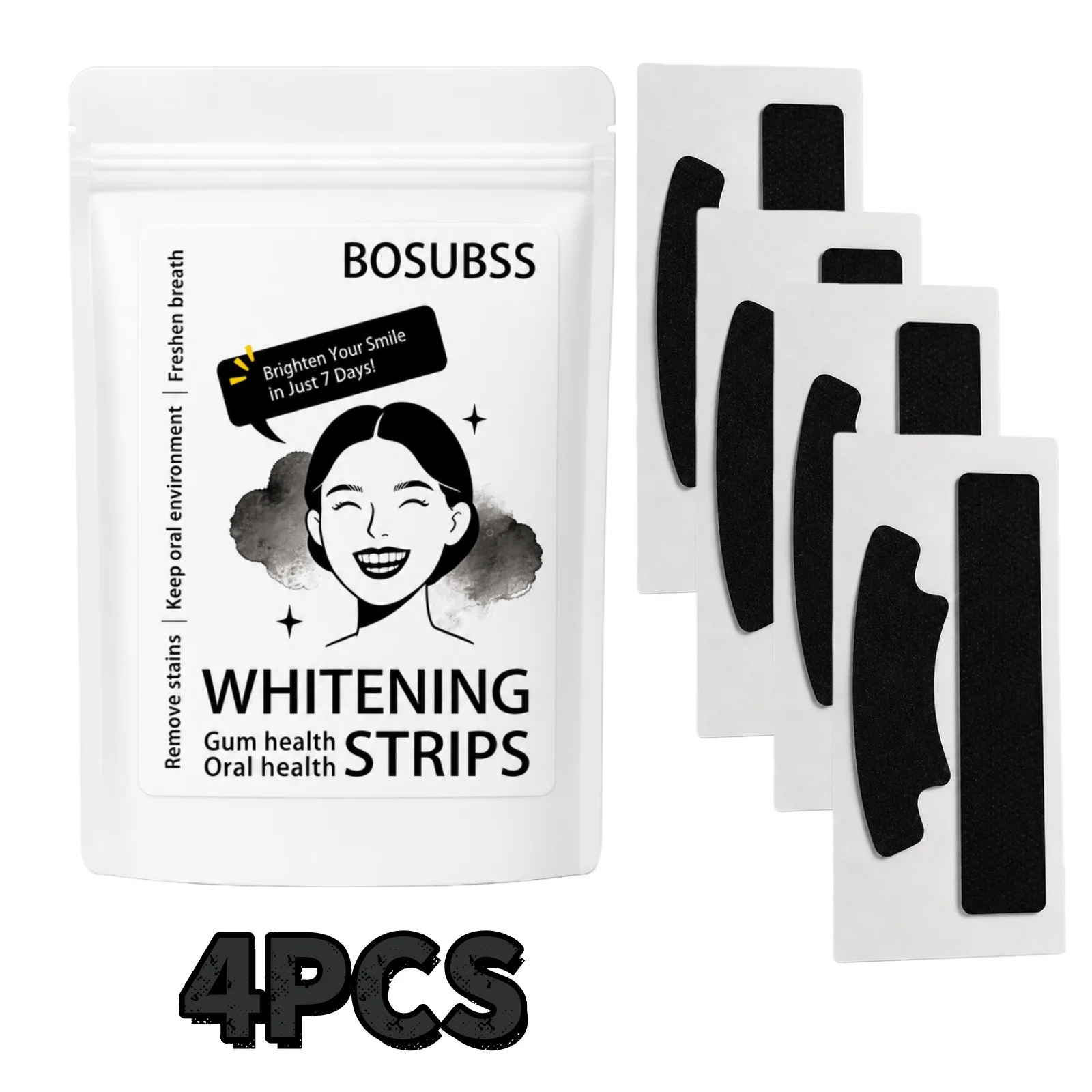 4Pcs Purple Teeth Whitening Strips, Dry Sticker Design, Portable Travel Teeth Brightening Patches for Daily Oral Care