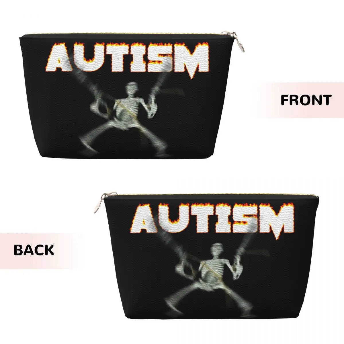 Custom Autism Skeleton Meme Travel Cosmetic Bag for Women Makeup Toiletry Organizer Ladies Beauty Storage Dopp Kit