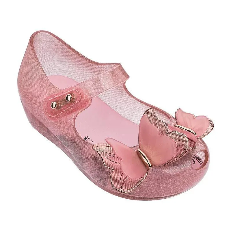 Spring and summer new children\'s fish mouth butterfly princess jelly shoes