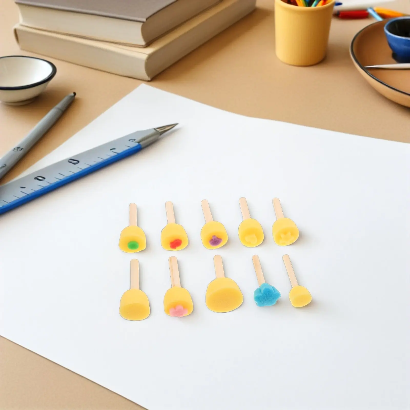 32Pcs Kids Sponge Paint Brushes and Eva Stamps Set for DIY Arts Crafts Painting Creative Learning Motor Skills Development