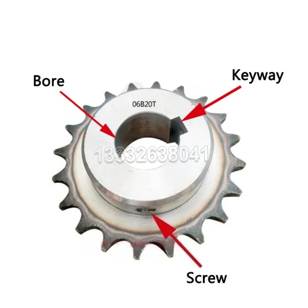 1pc 06B Sprocket Wheel 10-25 Teeth 45# Steel Keyway Bore 10-32mm Single Row Roller Chain Sprocket for Industrial Transmission