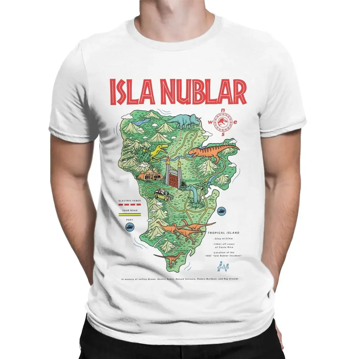 Novelty Jurassics Parks Isla Nublar T-Shirt Men Round Neck Cotton T Shirts Short Sleeve Tees Plus Size Clothing