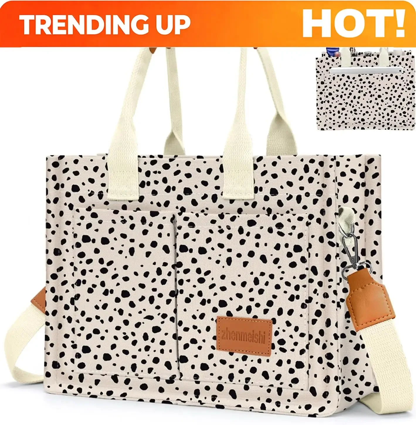 Custom Bag Custom Canvas Tote Bag For Women With Pockets Crossbody Bag Tote Shoulder Handbags Casual Work Bags Everything Tote
