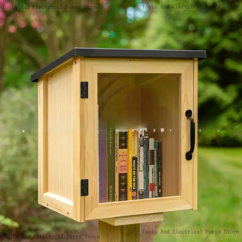 Wooden Outdoor Library Book Storage School Letter Mail Box Transparent Newspapers And Magazines Solid Wood Bookstore