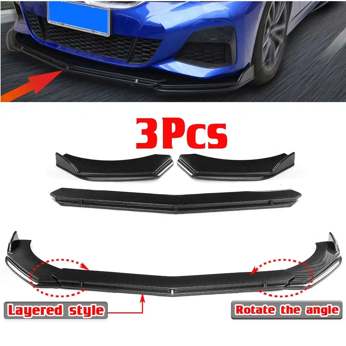 

3x Adjustable Universal Car Front Bumper Extension Lip Spoiler Apron For Benz W211 W212 W117 W176 W205 W204 W203 For Jetta MK5