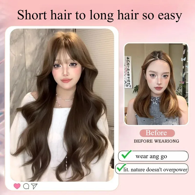 Perruque brune Heartthrob cheveux longs bouclés doux vent mignon quotidien élégant perruques JK doux soeur naturel synthétique Headbang perruque
