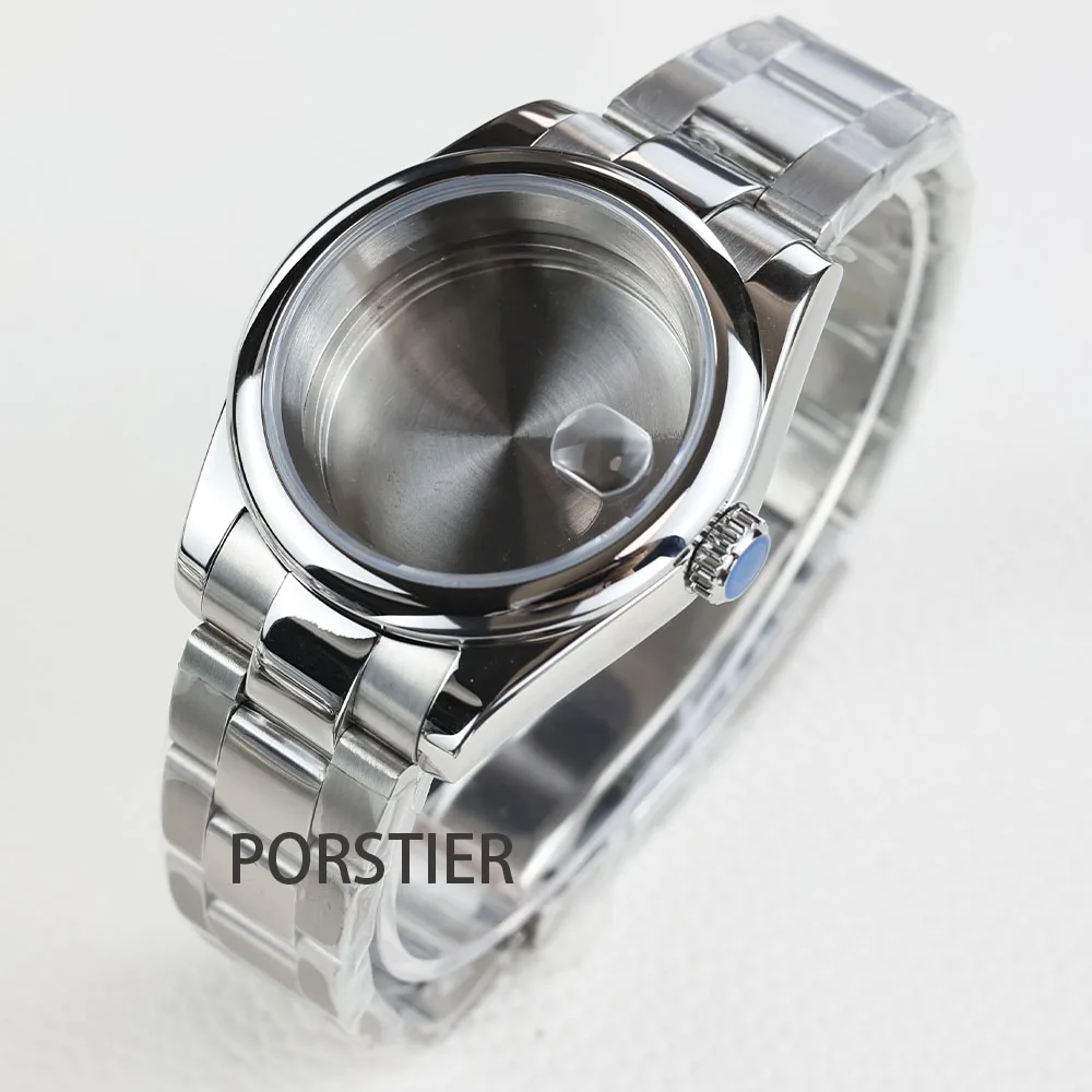 36MM/39MM NH35 Watch Case Stainless steel Fit NH35 NH36 Movement Sapphire Datejust Round Edge Waterproof Oyster Bracelet Strap