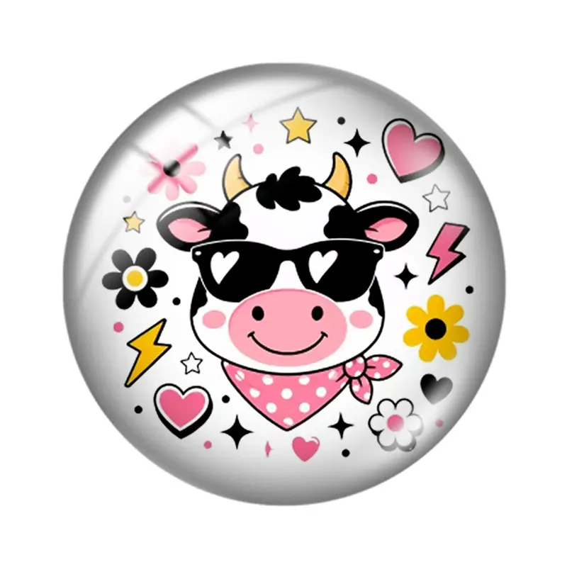 Cow watercolor 12/18/20/25mm glass cabochon  bracelet pendant rings for jewelry demo earrings back Making findings