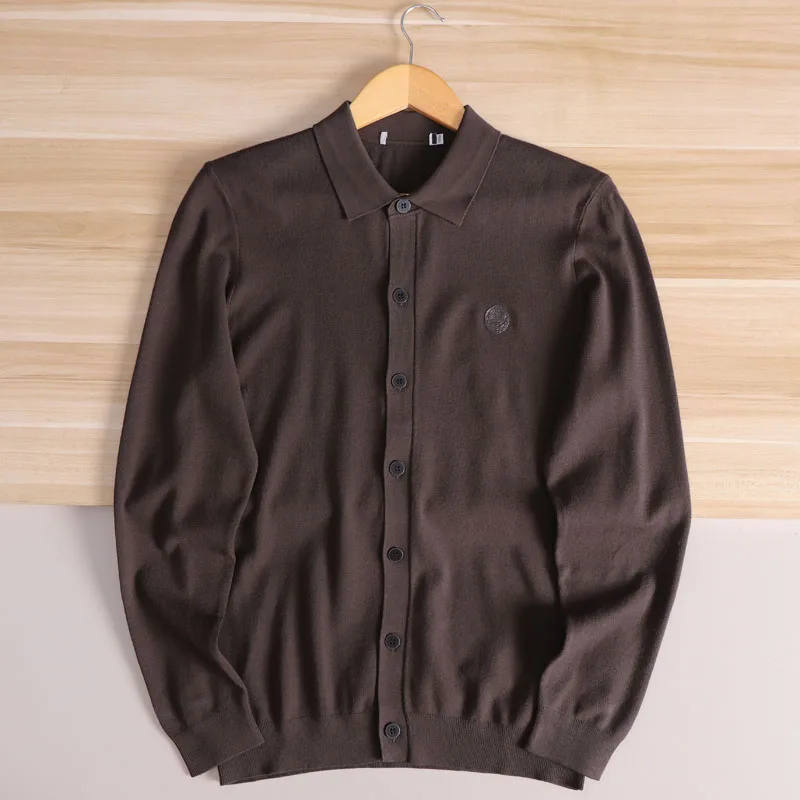 

Новый удобный мягкий вязаный кардиган, мужской осенний свитер с откидным воротником, пальто, дышащая теплая длинная повседневная верхняя одежда Sve