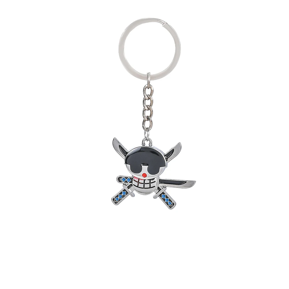 Anime Keychain Cartoon Roronoa Zoro Jolly Roger Pendant Key Chain for Women Men Kids Keyring Jewelry Gifts