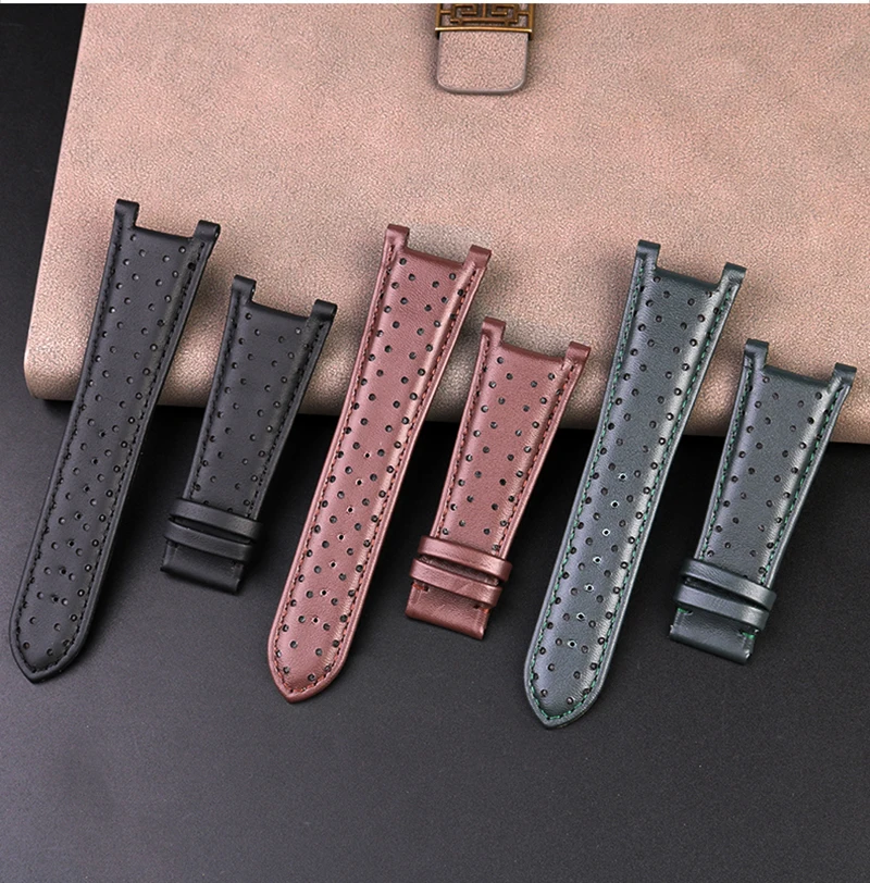 For Versace Large Dial Watch band VBR 8545 Notched Men\'s and Women\'s Genuine Leather Strap Accessories 26MM Calfskin Bracelet