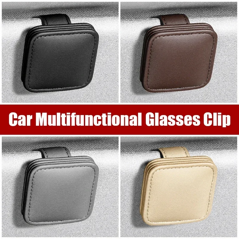 1PC Universal Car Sun Visor Glasses Clip PU Leather Eyewear Holder Card Organizer Auto Interior Accessories