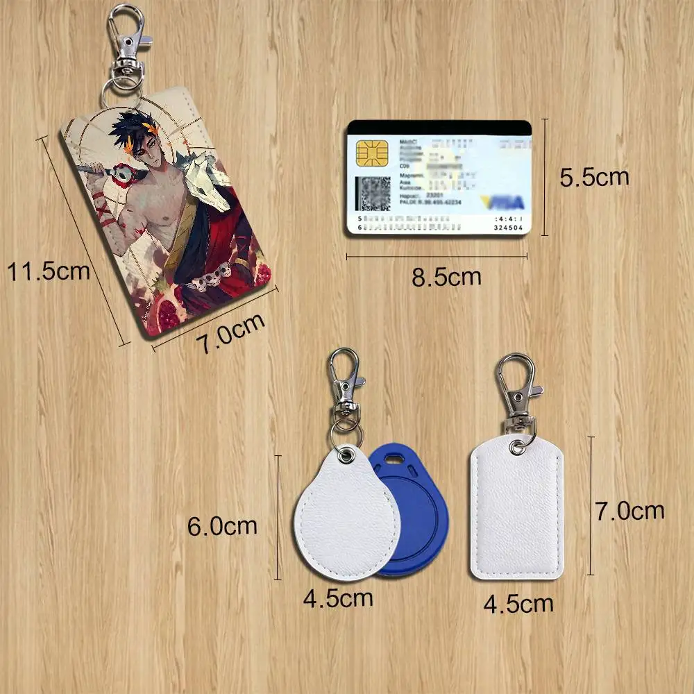reflective Zagreus Melinoe and Hades Rectangle ID Card Case Keychain Access Card Bag Key Tag Ring Leather Card Holder Key Ring