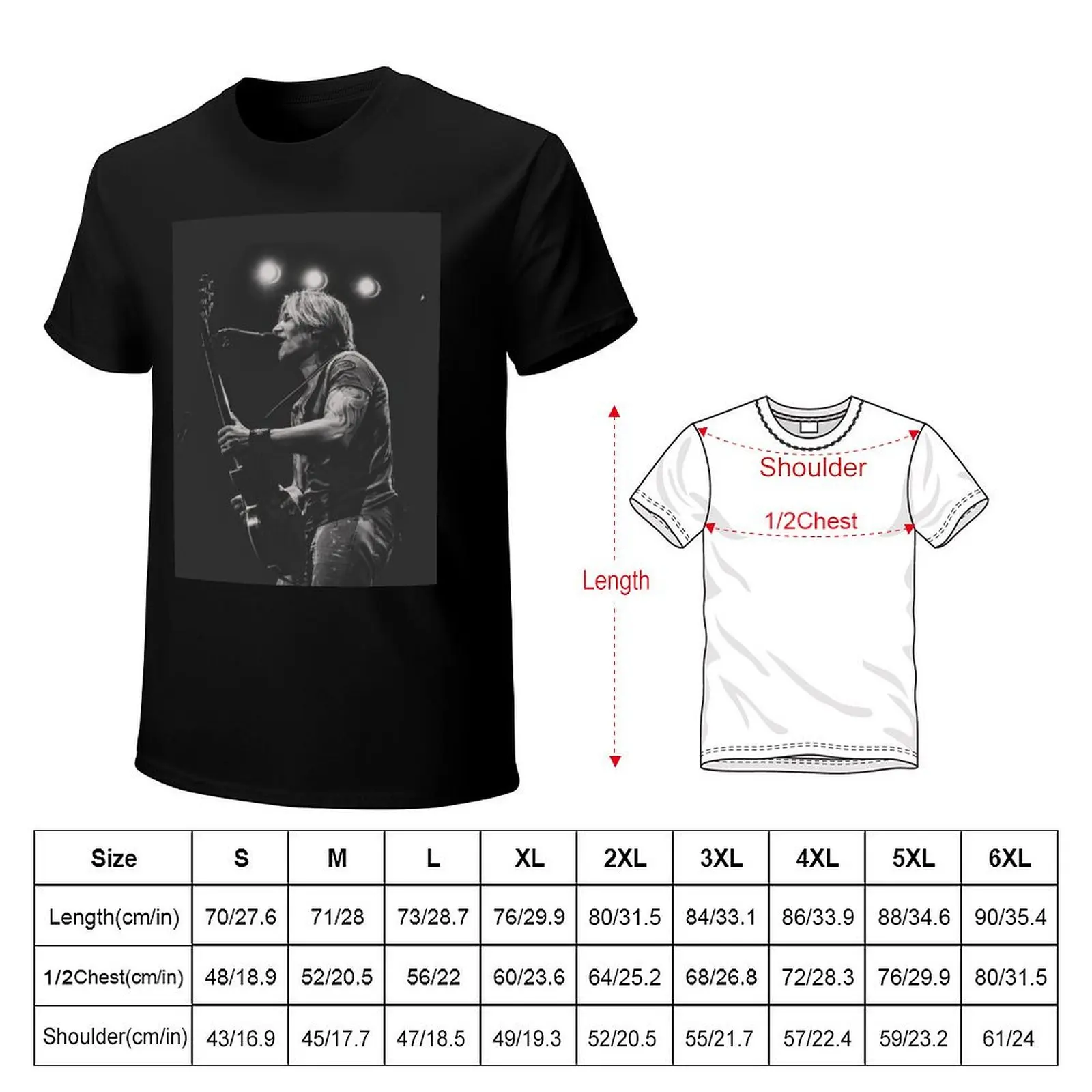 Keith Urban Concert Photo B&W T-Shirt Big and Tall Casual T-Shirt