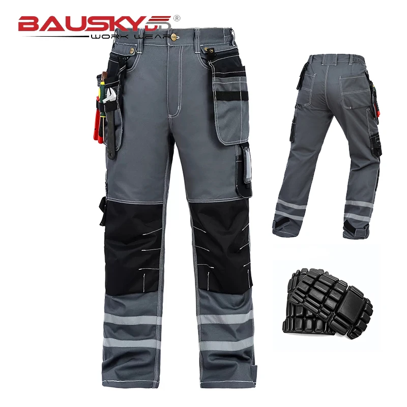 Bauskydd Men Workwear Multi Pocket Pants Work Pants Utility Men Cargo Pants 100% Cotton Pants for Electrician Lumberjack Work