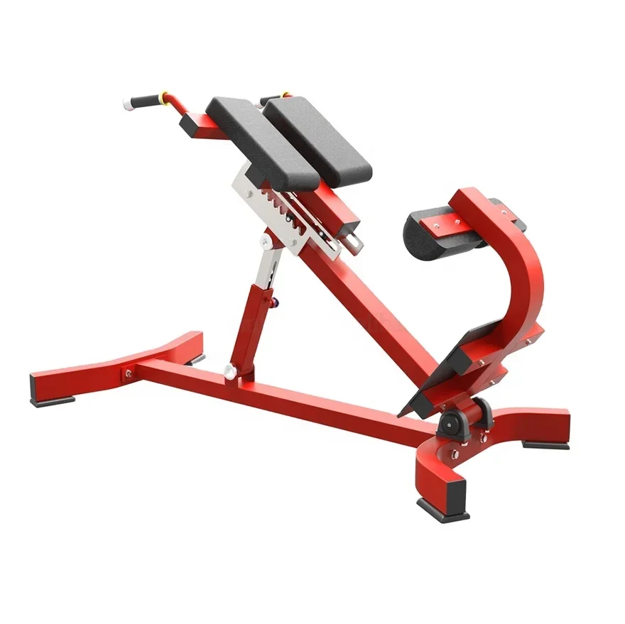 

Home Gym Fitness Commercial Plate Loaded Back Extension Red Adjustable Roman Chair