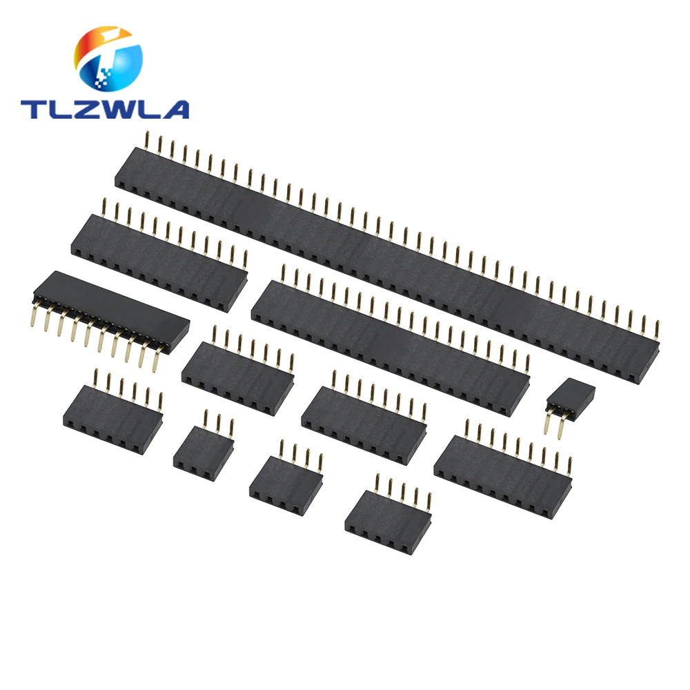 10 SZTUK 1X/2/3/4/5/6/8/10/40 PIN Jednorzędowy kątowy żeński PIN HEADER 2.54MM PITCH Strip Connector Socket 3p/4p/6p/8p/20p/40p