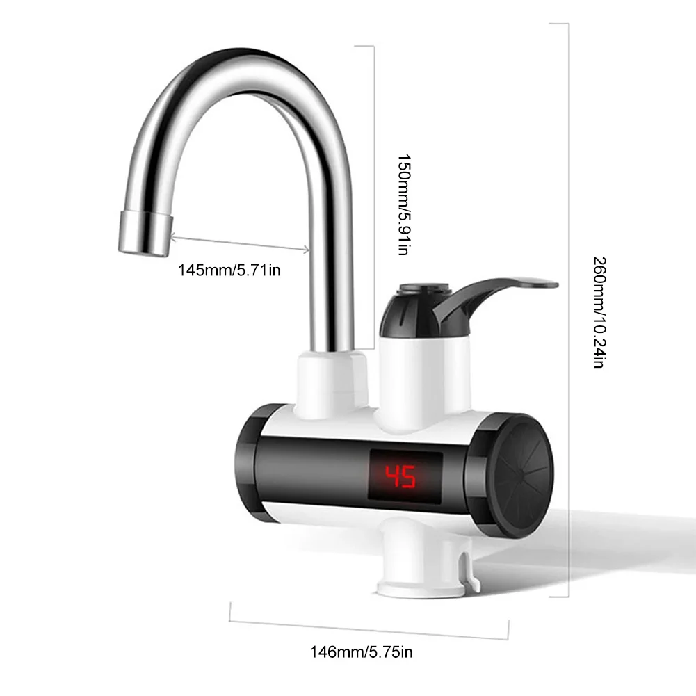 220-230V Electric Kitchen Hot Water Heater Faucet Tankless Instant Hot Water Faucet Cold with LED Display for Kitchen Bathroom