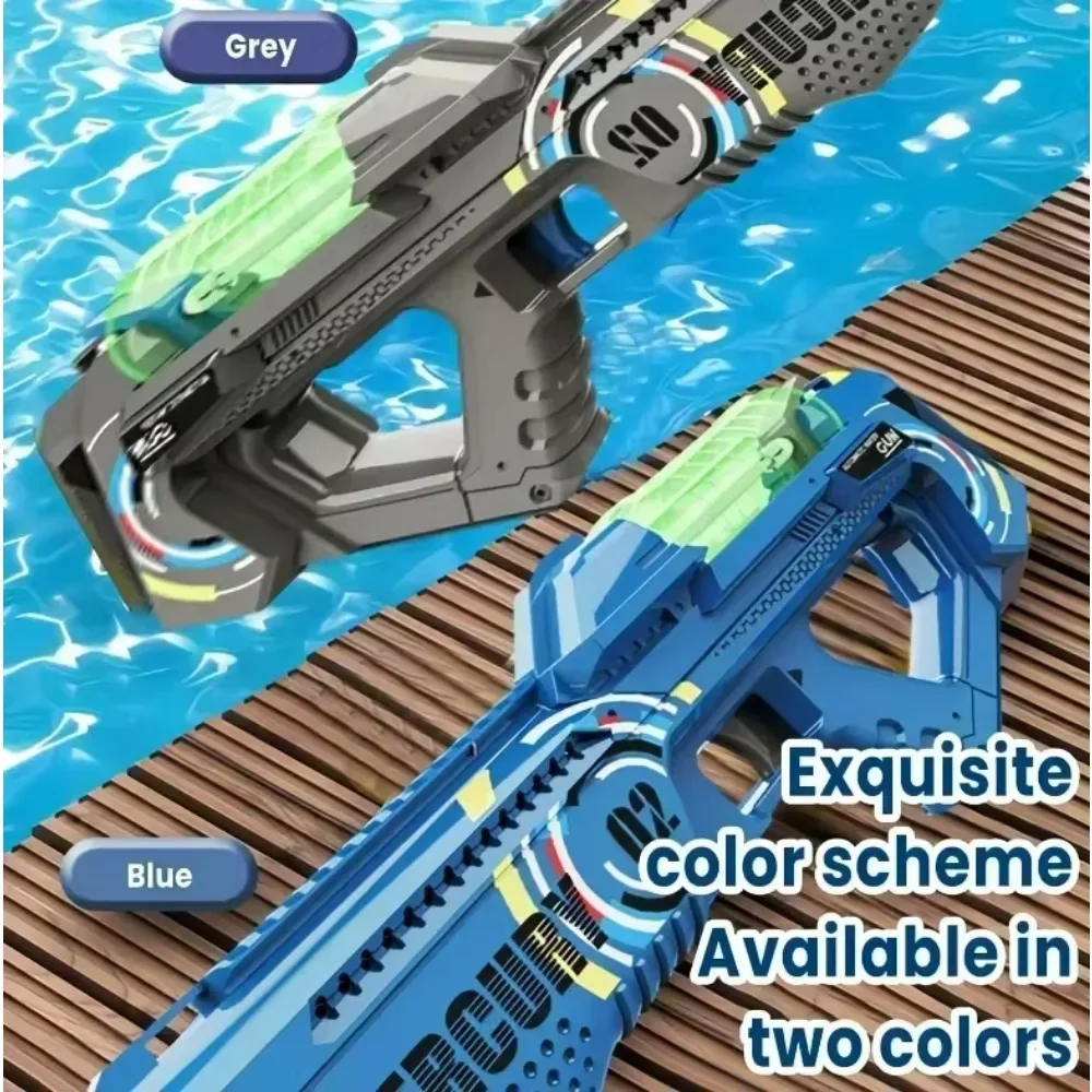 Summer Fully Automatic Electric Water Gun with Light Rechargeable Continuous Firing Party Game Kids Space Splashing Toy Boy Gift