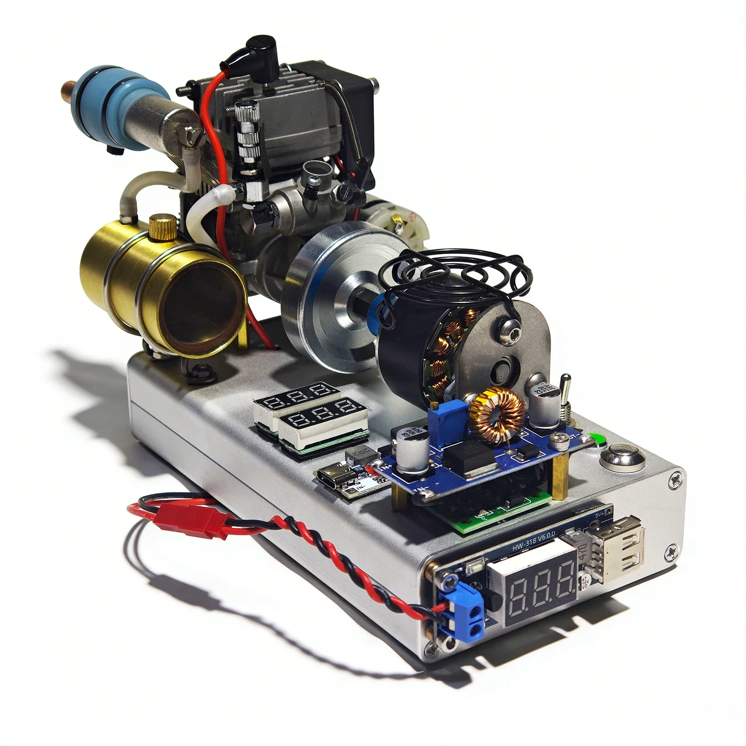 NF 12 Stage Methanol Metal Engine Converted Into A Generator Miniatura 12V Motor with USB Output Starter Base Generator Model