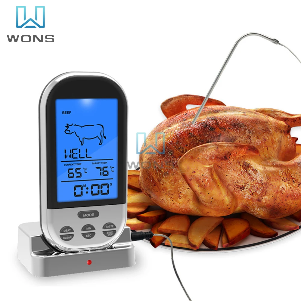 BBQ Thermometer Eight Kinds of Meat Memory Temperature Digital Display High Temperature Resistance Probe Temperature Thermometer