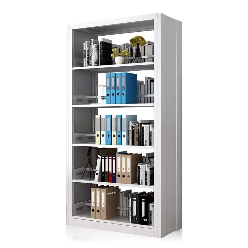 Multi-purpose Steel Book Display Rack Adjustable Shelves Double-sided Storage Sturdy Metal Floor-standing Library Bookshelf For
