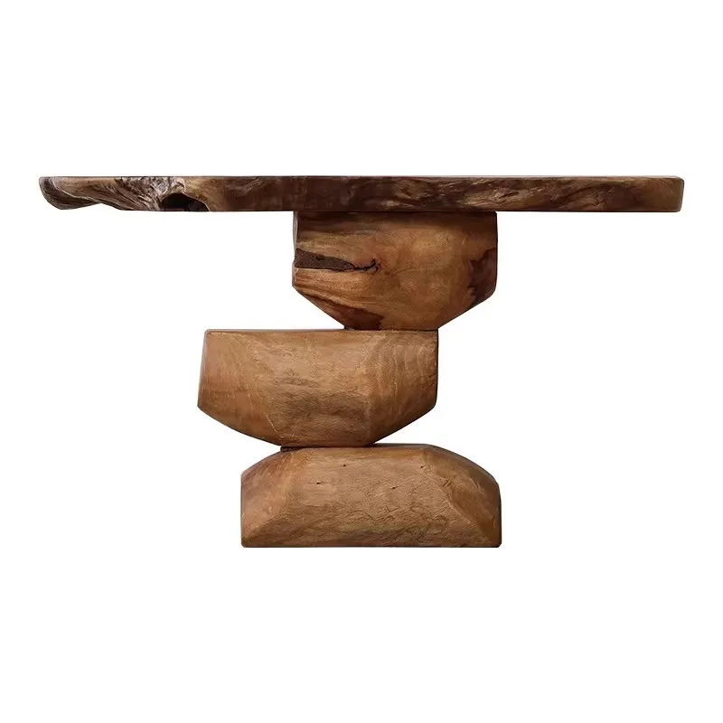 Solid wood entrance table High-class entrance entrance Against the wall End view Art Zen side