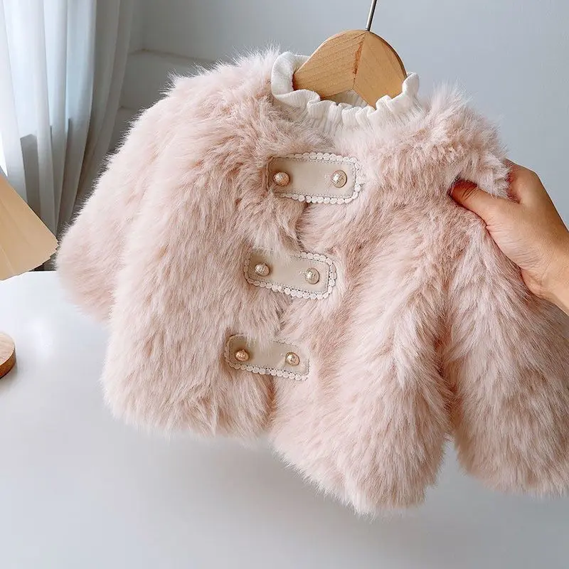 

2023 winter Spring autumn new Baby Girls Boys Faux fur Coats down Jackets parkas Fashion Kids Children Tops Clothes Overcoats