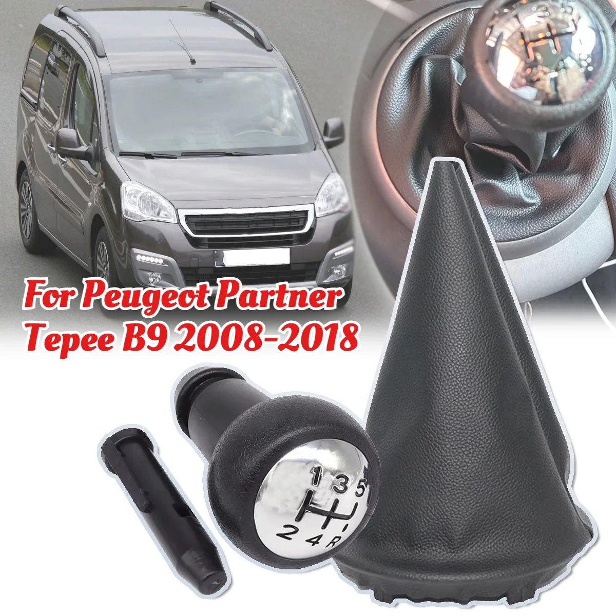 5 Speed Manual Gear Shift Lever Knob Gaiter Boot Pen Cover Parts Replacement Repair Kit For Peugeot Partner Tepee B9 2008-2018