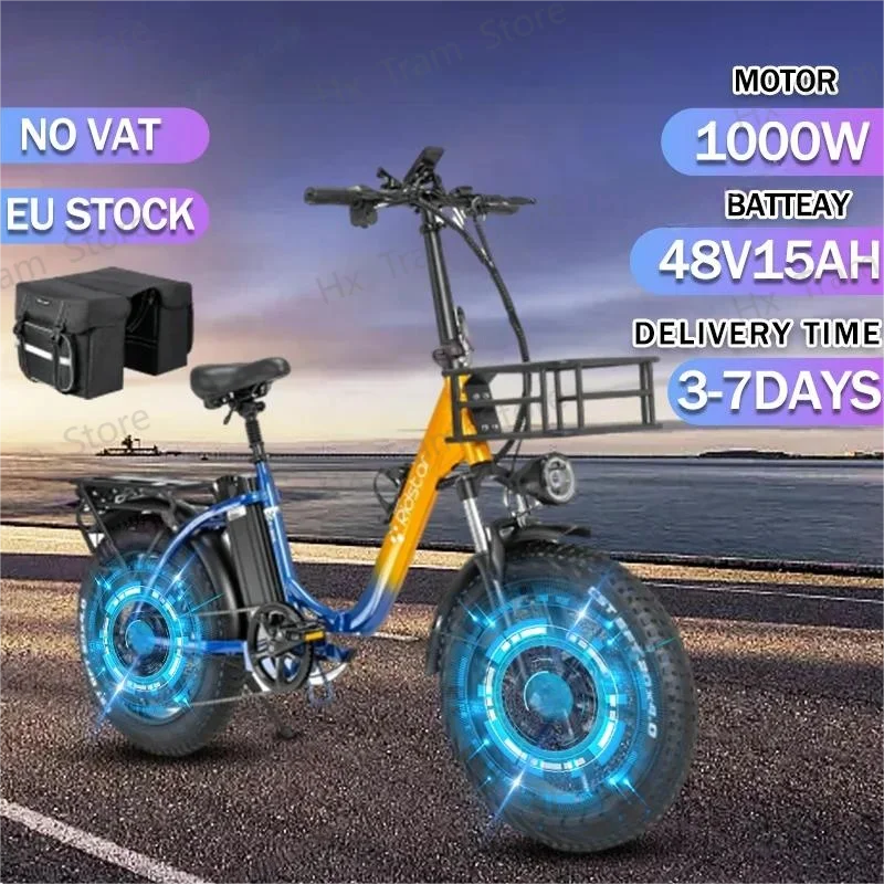 

Ridstar MN20 Electric Bike 1000W48V15AH 20inch Fat Tire Folding Ebike Mountain Snow 7Speed Woman City Road Bike Electric Bicycle